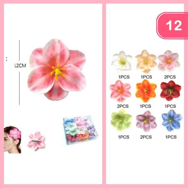 ARTIFICIAL FLOWER HAIR CLIPS (12 UNITS)