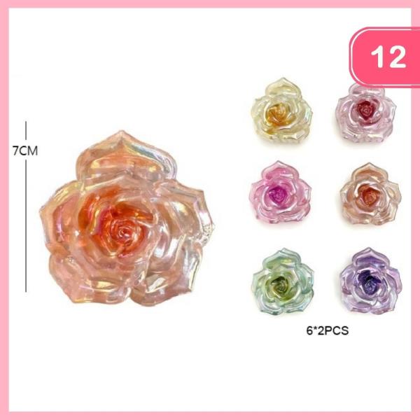 ROSE FLOWER HAIR CLAW CLIP (12 UNITS)