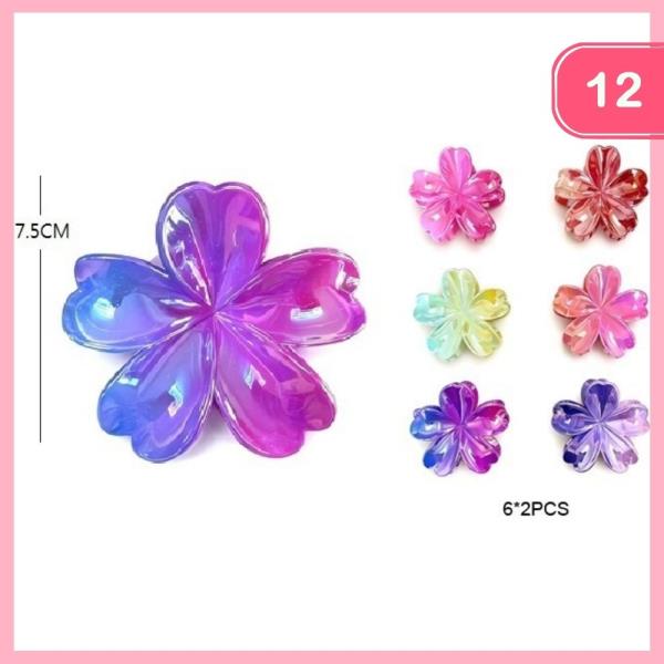 TWO TONE FLOWER HAIR CLAW CLIP (12 UNITS)