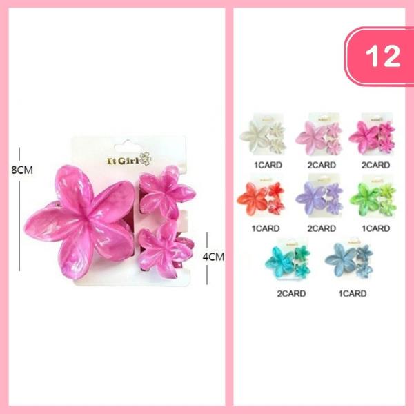 FLOWER HAIR CLAW CLIP SET (12 UNITS)