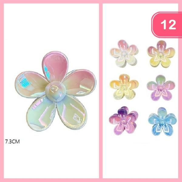 TWO TONE FLOWE RHAIR CLAW CLIP (12 UNITS)