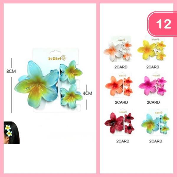 FLOWER HAIR CLAW CLIP (12 UNITS)