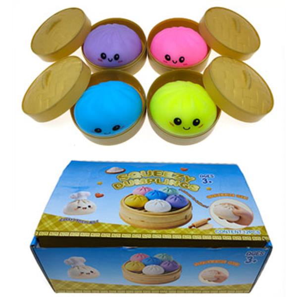 DUMPLING STEAMED BUN FACE SQUISHY SQUEEZE TOY (12 UNITS)
