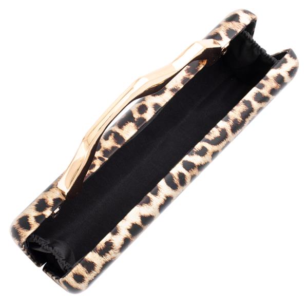 LEOPARD PRINT HANDLE EVENING CROSSBODY BAG