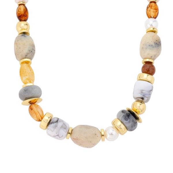 MARBLED NUGGET BEADED NECKLACE