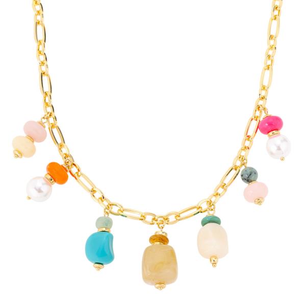 MARBLED NUGGET CHARM NECKLACE