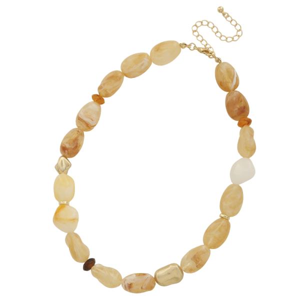 MIX STONE METAL BEAD NECKLACE