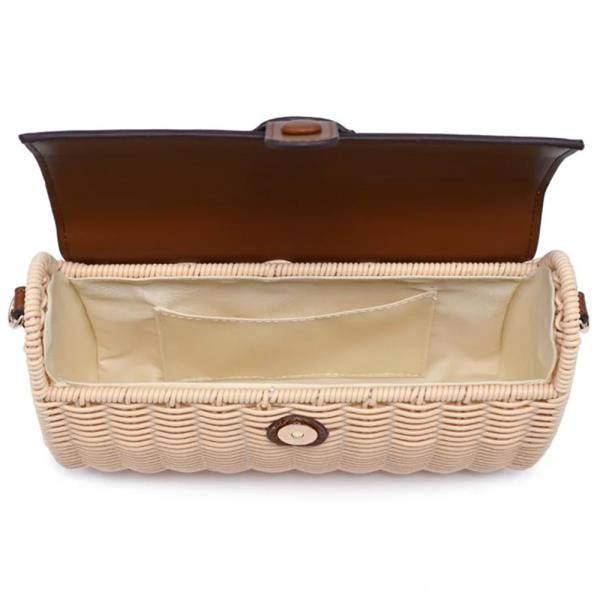 WOVEN STRAW RATTAN STYLE BENJAMIN CROSSBODY BAG