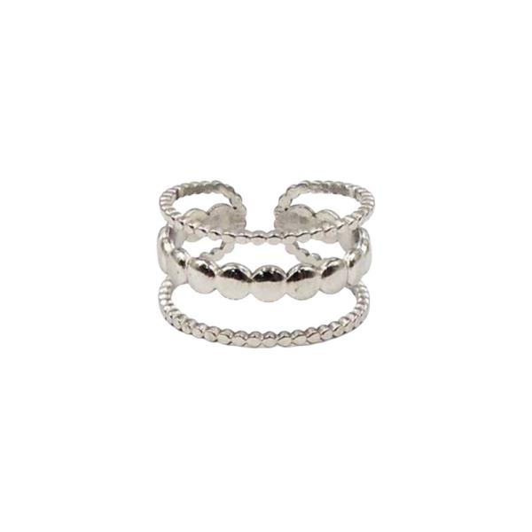 STAINLESS STEEL 3 LAYERED LOOK OPEN DOT RING