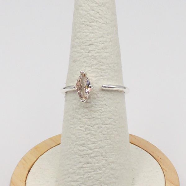 BRASS BOAT CZ STONE OPEN RING