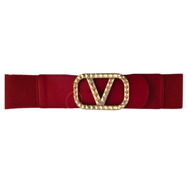 METAL V BUCKLE ELASTIC BELT
