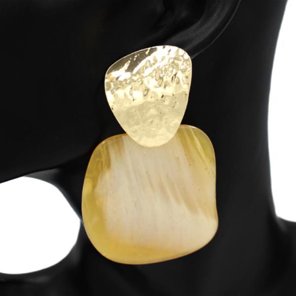 METAL RESIN SQUARE DANGLE EARRING