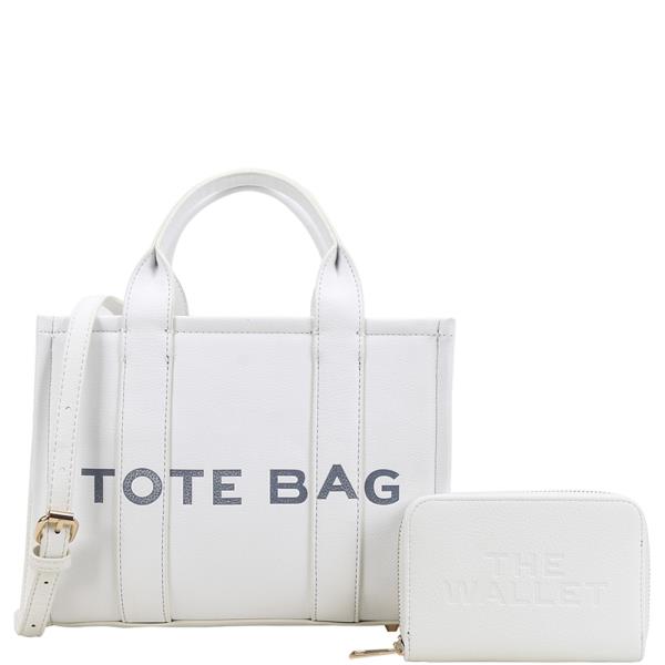 2INE HANDLE TOTE BAG W WALLET SET