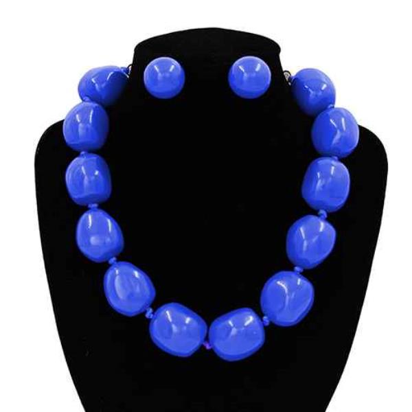 RESIN BEAD NECKLACE EARRING SET