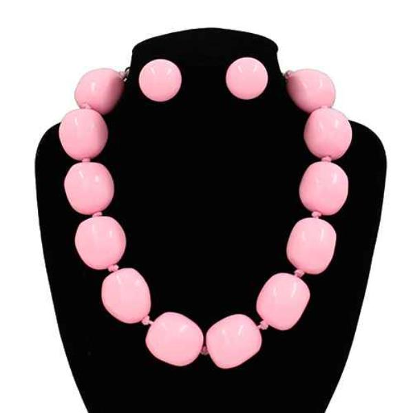 RESIN BEAD NECKLACE EARRING SET