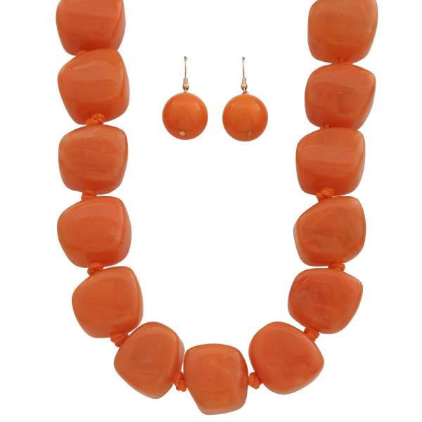 RESIN BEAD NECKLACE EARRING SET