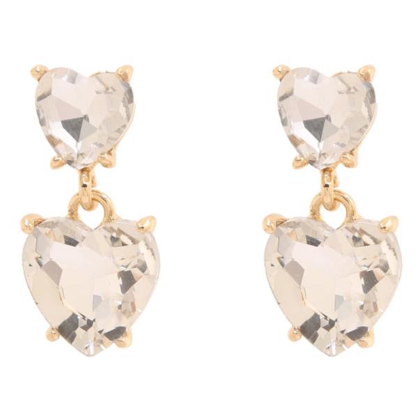 DOUBLE CRYSTAL HEART DROP EARRING