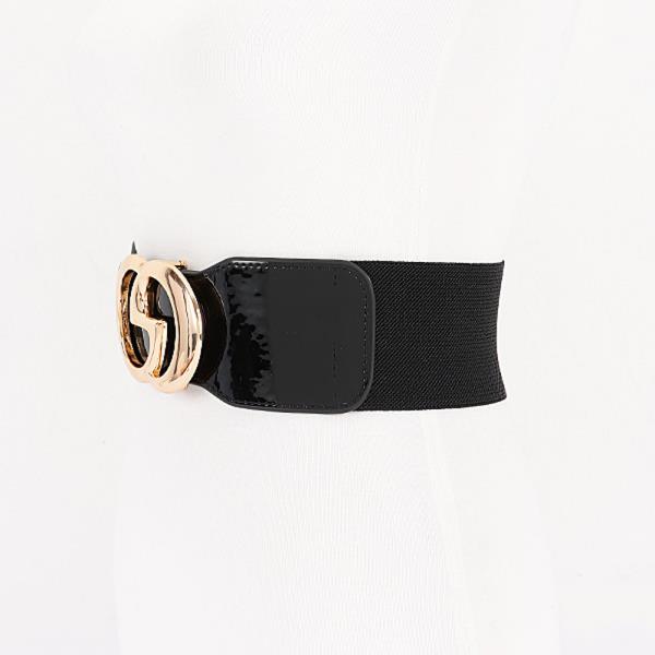 VEGAN LEATHER METAL BUCKLE ELASTIC BELT