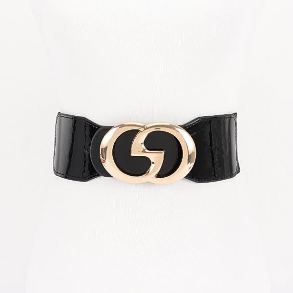 VEGAN LEATHER METAL BUCKLE ELASTIC BELT