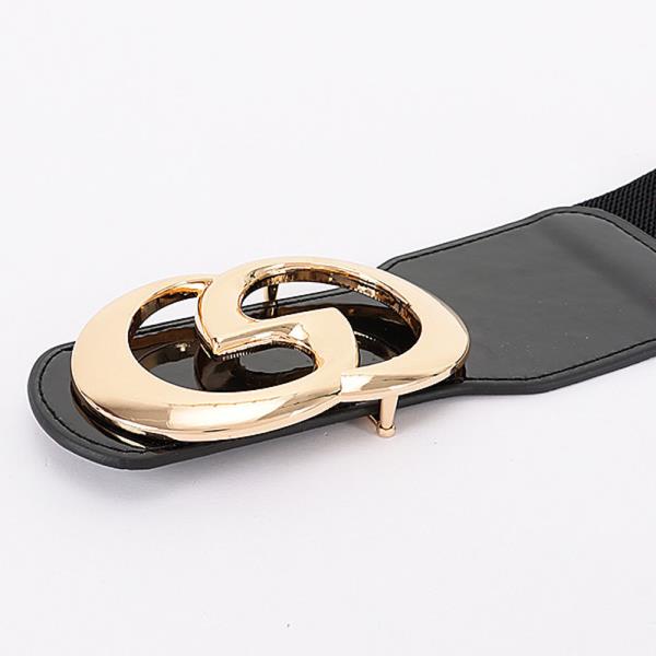 VEGAN LEATHER METAL BUCKLE ELASTIC BELT