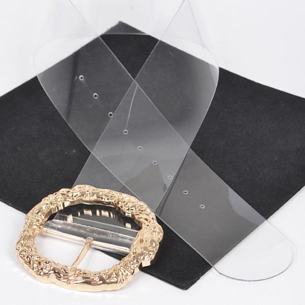 BIG VINTAGE ROUND METAL BUCKLE CLEAR BELT