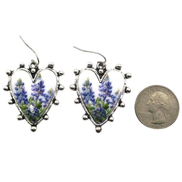 WESTERN HEART BLUEBONNET EARRING