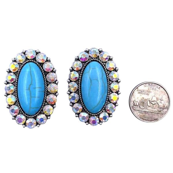 WESTERN DESIGN TURQUOISE CRYSTAL  EARRINGS