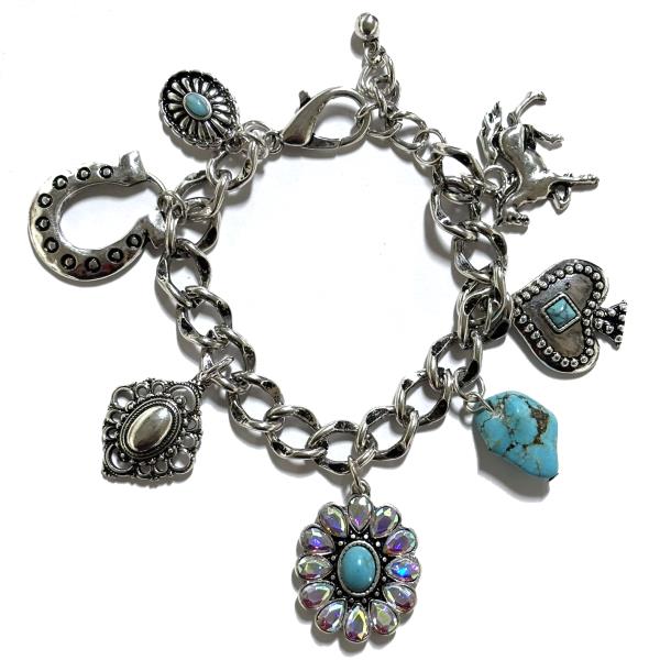 WESTERN TURQUOISE MULTI CHARM BRACELET