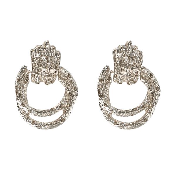 TEXTURED METAL HOOP DROP EARRING