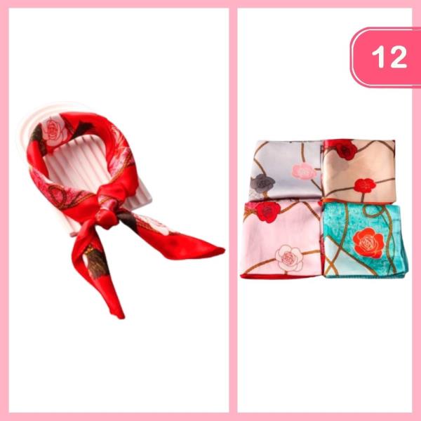 COWBOY ROSE SILK LIKE SQUARE SCARF (12 UNITS)
