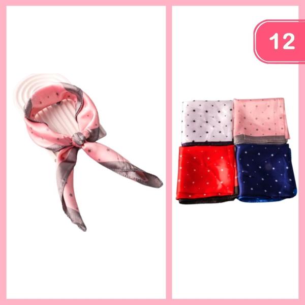 STARS BORDER SQUARE SILK LIKE SCARF (12 UNITS)