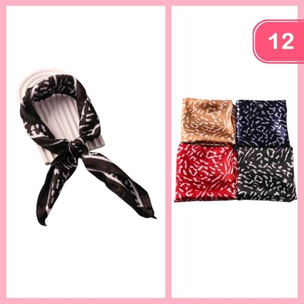 CHEETAH INVERTED SQUARE SILK LIKE SCARF (12 UNITS)