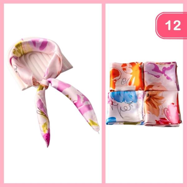 WATERCOLOR FLORAL SQUARE SILK LIKE SCARF (12 UNITS)