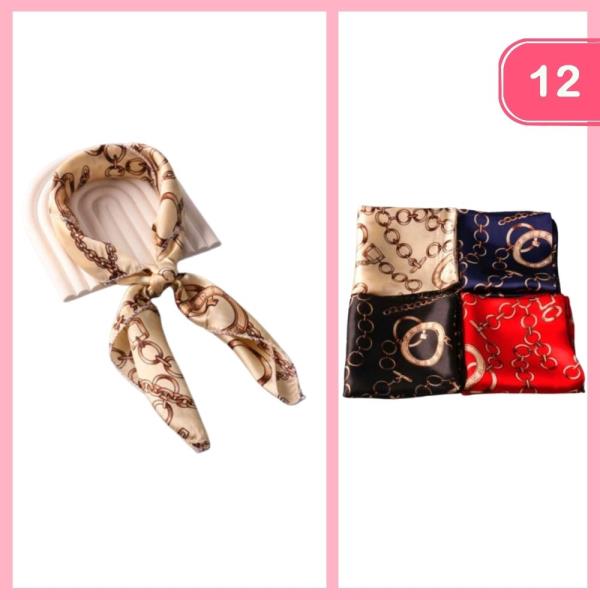 JEWELRY PRINT SILK LIKE SCARF (12 UNITS)