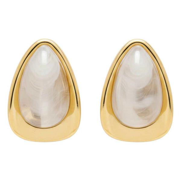 LARGE POLISHED TEARDROP STUDS WITH A PEARLESCENT EARRING