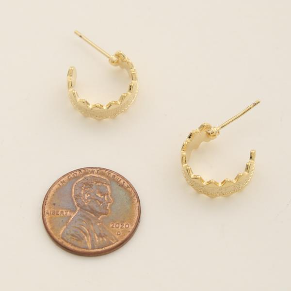 14K GOLD DIPPED MINI TEXTURED OPEN HOOP EARRING