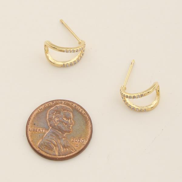14K GOLD DIPPED CZ ACCENTED SHAPE EARRING