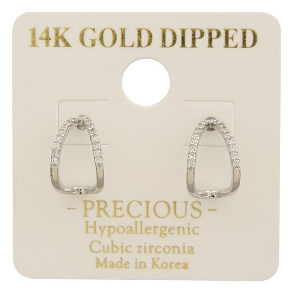 14K GOLD DIPPED CZ ACCENTED SHAPE EARRING