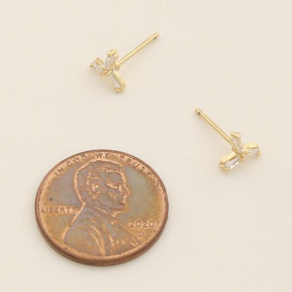 14K GOLD DIPPED CZ TRIO CUT SHAPE EARRING