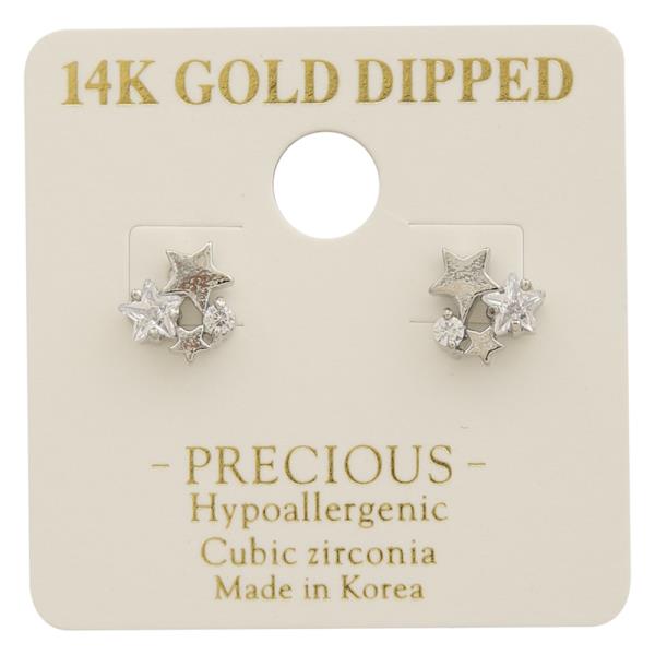 14K GOLD DIPPED CZ STARS EARRING