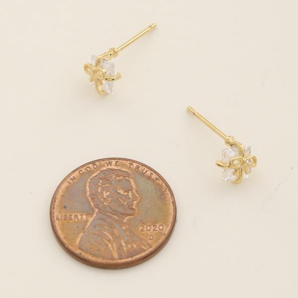 14K GOLD DIPPED CZ BOW EARRING