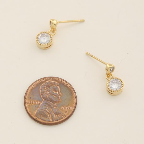 14K GOLD DIPPED CZ STONE DROP DESIGN EARRING