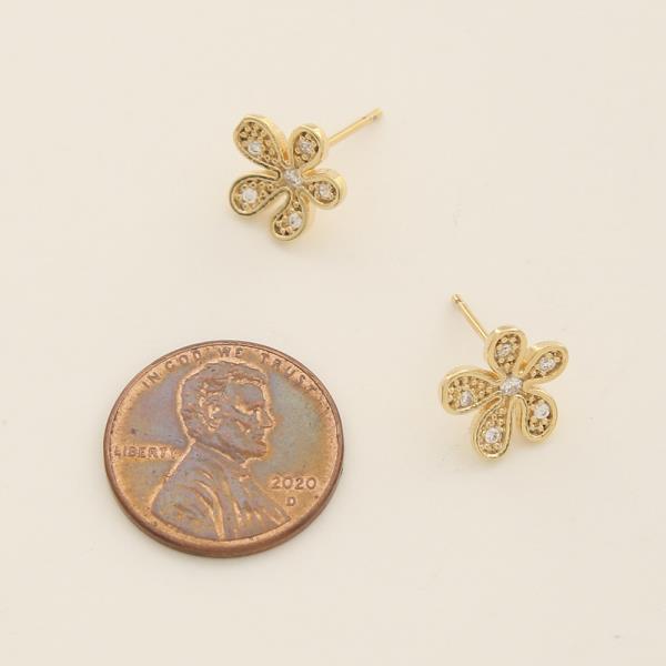 14K GOLD DIPPED CZ FLORAL STUD EARRING