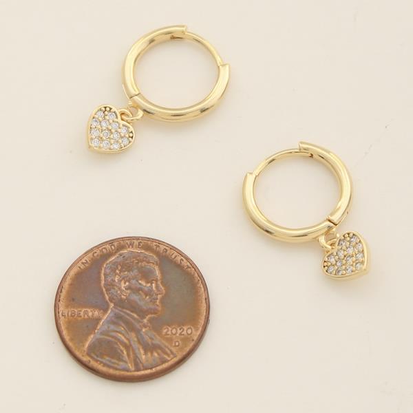 14K GOLD DIPPED SPARKLY HEART HUGGIE HOOP EARRING
