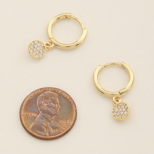 14K GOLD DIPPED SPARKLY CIRCLE HUGGIE HOOP EARRING