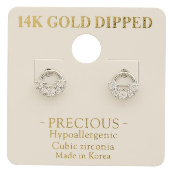 14K GOLD DIPPED CZ SMALL CIRCULAR EARRING
