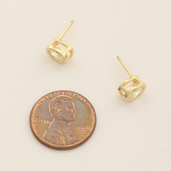 14K GOLD DIPPED CZ STONE OVAL EARRING