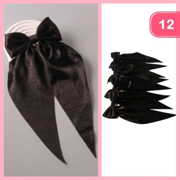 SATIN LONG TAIL HAIR BOW (12 UNITS)