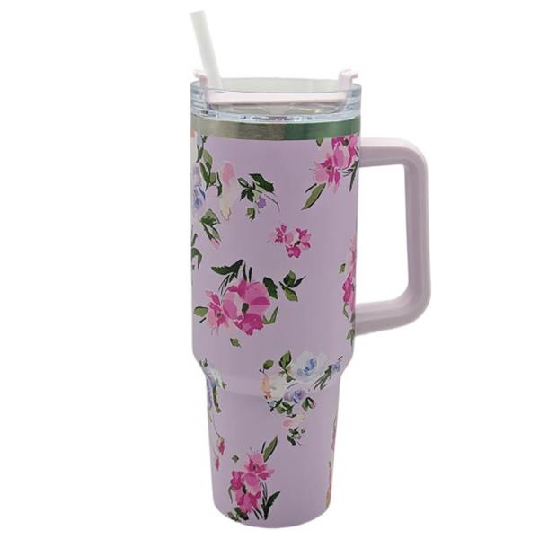 40OZ FLORAL PRINT INSULATED TUMBLER CUP