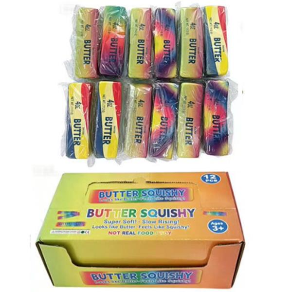 RAINBOW BUTTER SUPPER SOFT SQUISHY SQUEEZE TOY (12 UNITS)